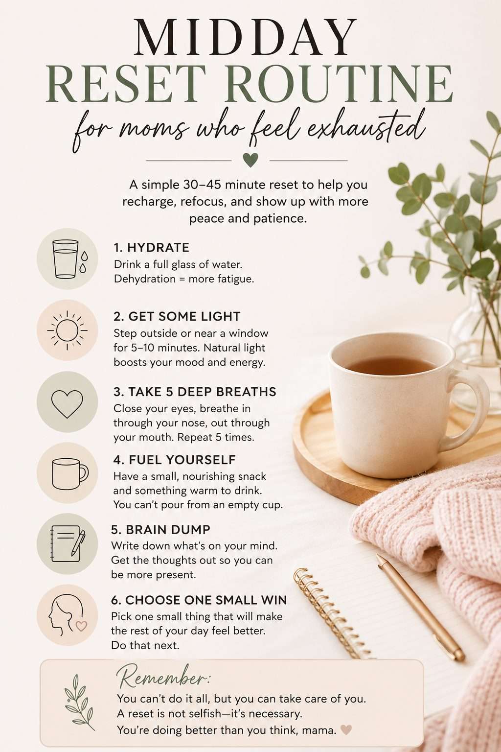 midday reset routine for moms who feel exhausted